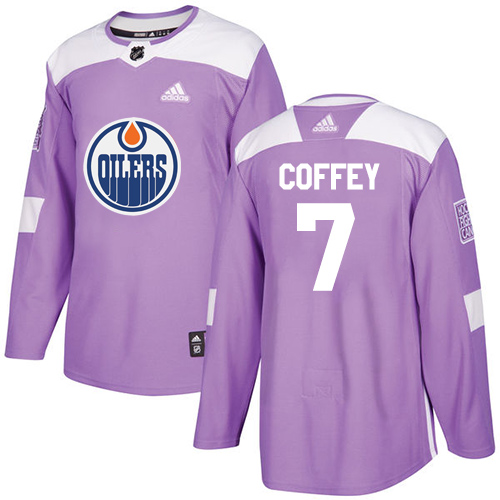 Adidas Oilers #7 Paul Coffey Purple Authentic Fights Cancer Stitched NHL Jersey